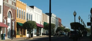 A view down the historic Main street of Fort Mill, North Carolina
