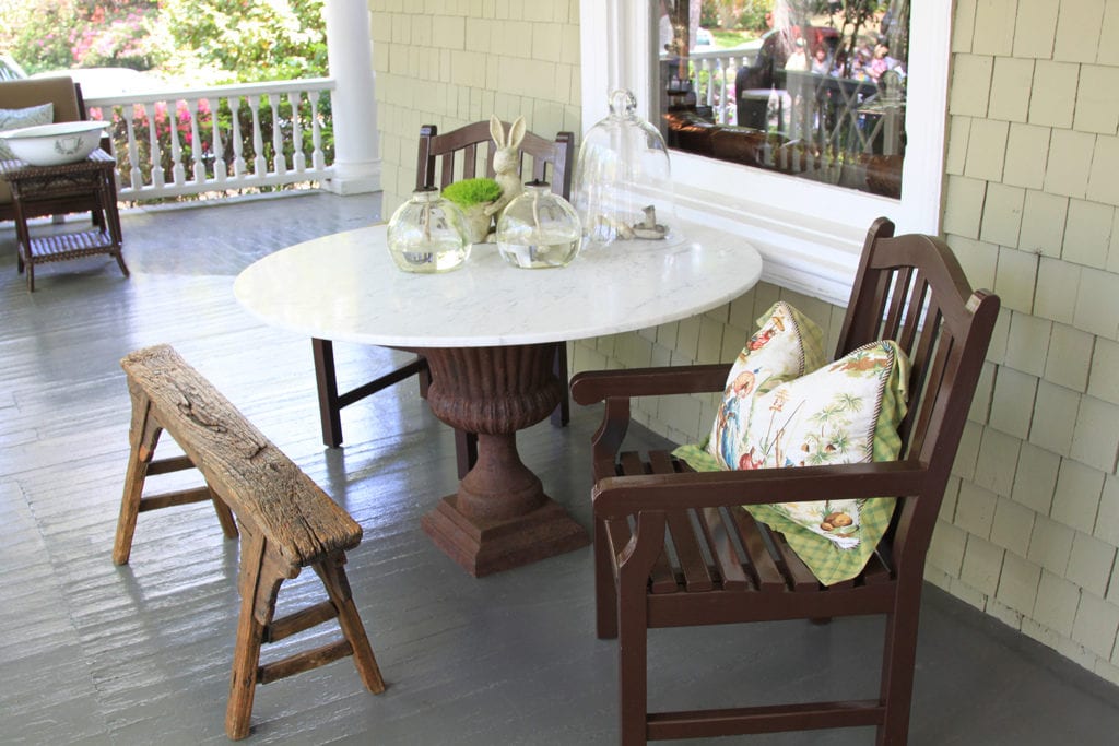 Dining on the front porch.