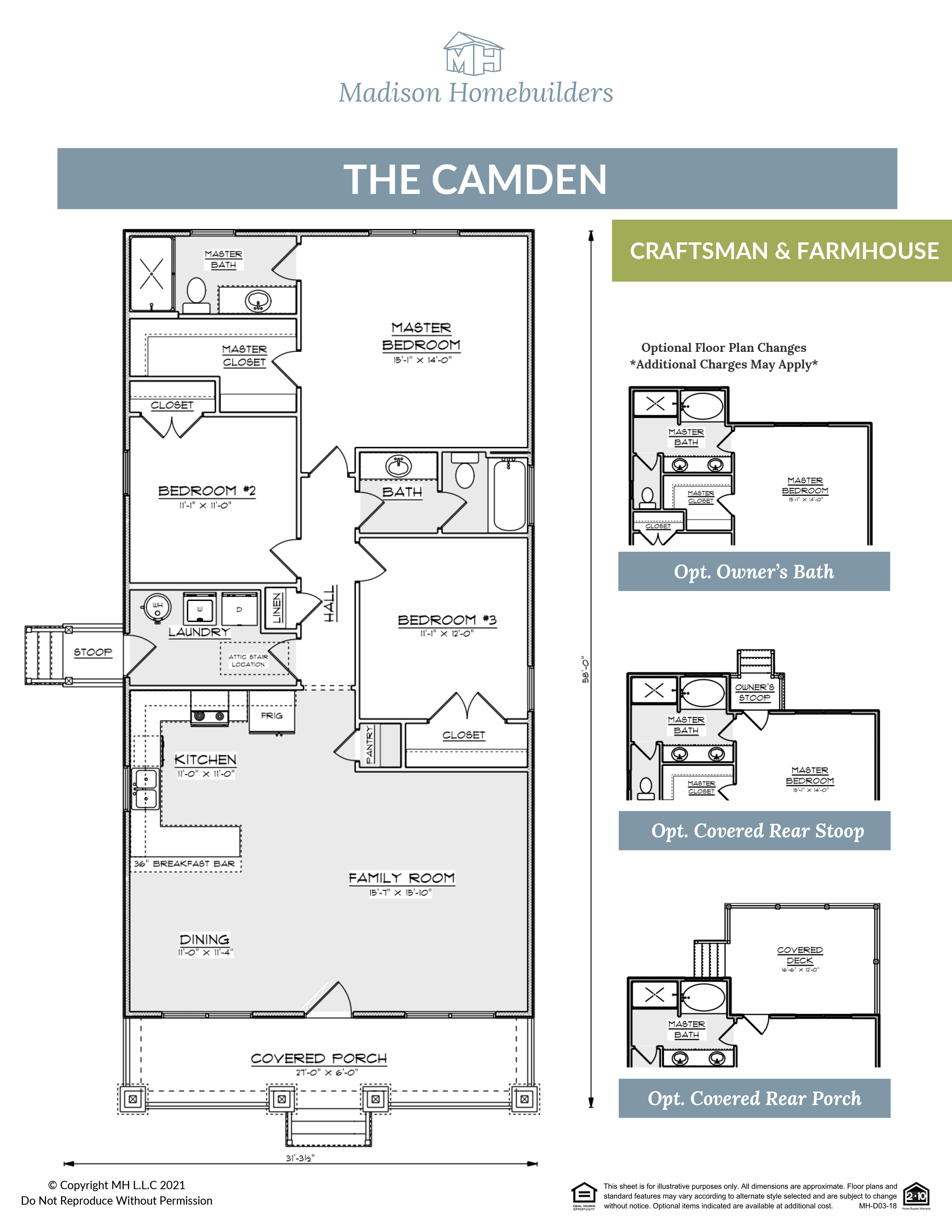 The Camden home floor plan from Madison Homebuilders.