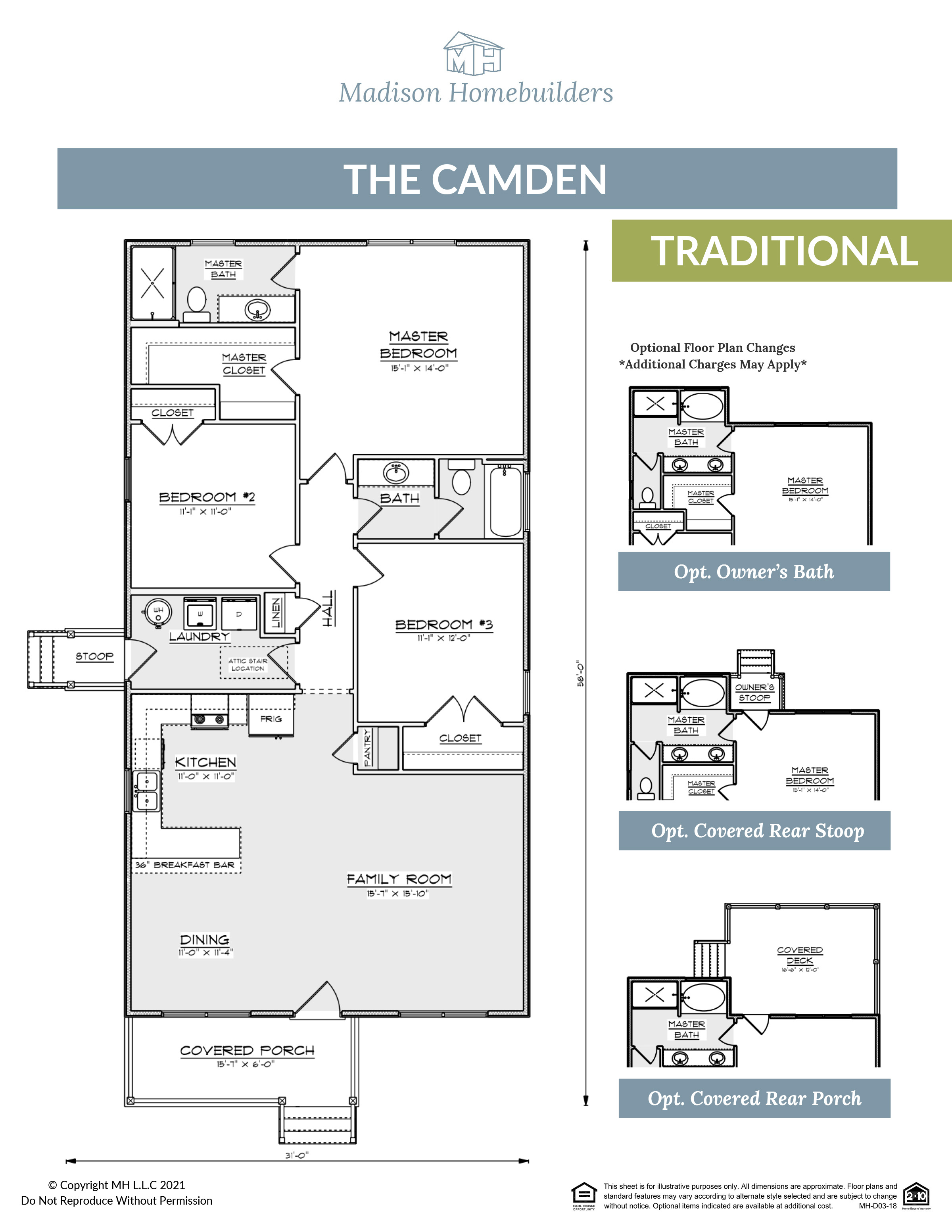 The Camden home floor plan from Madison Homebuilders.