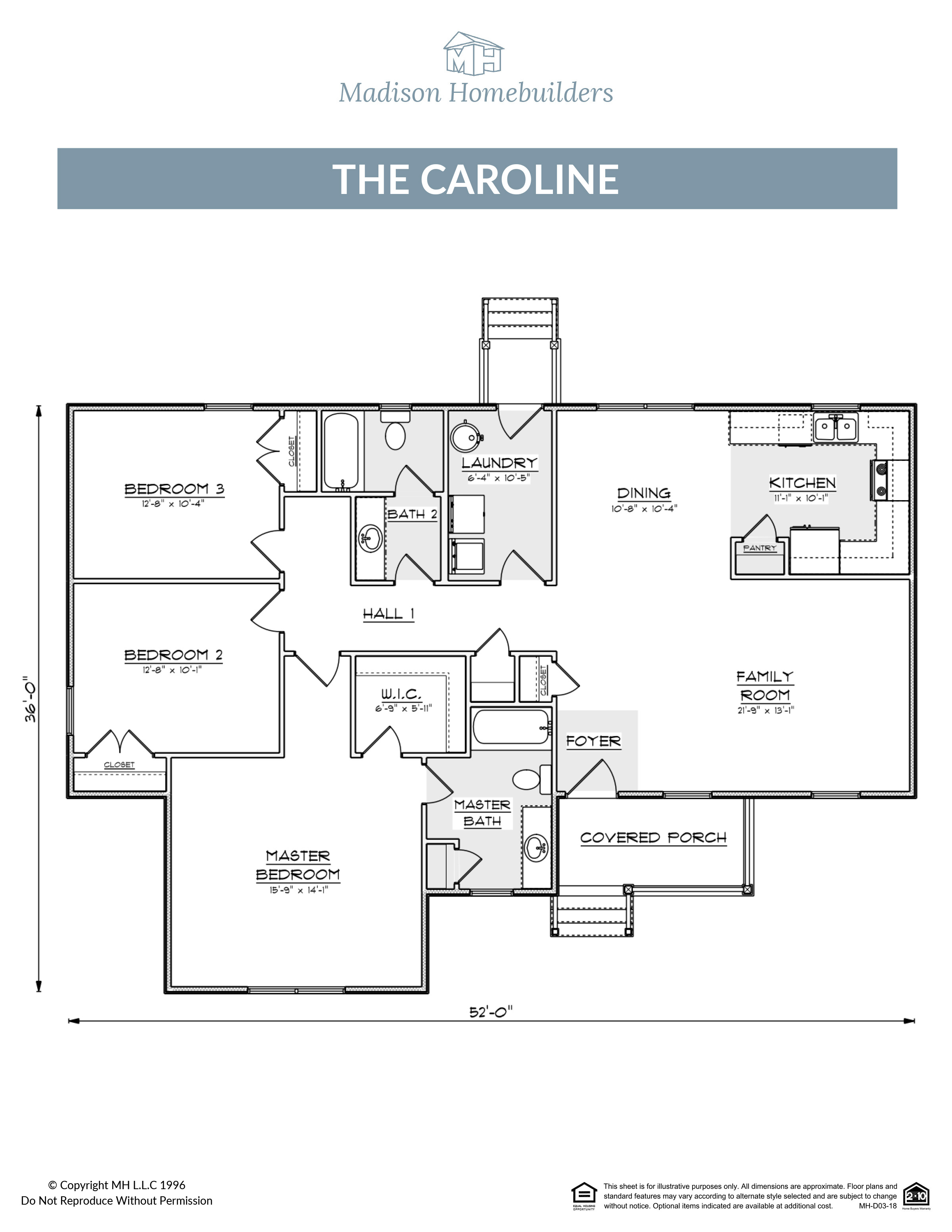 The Caroline - a ranch style home design from Madison Homebuilders.