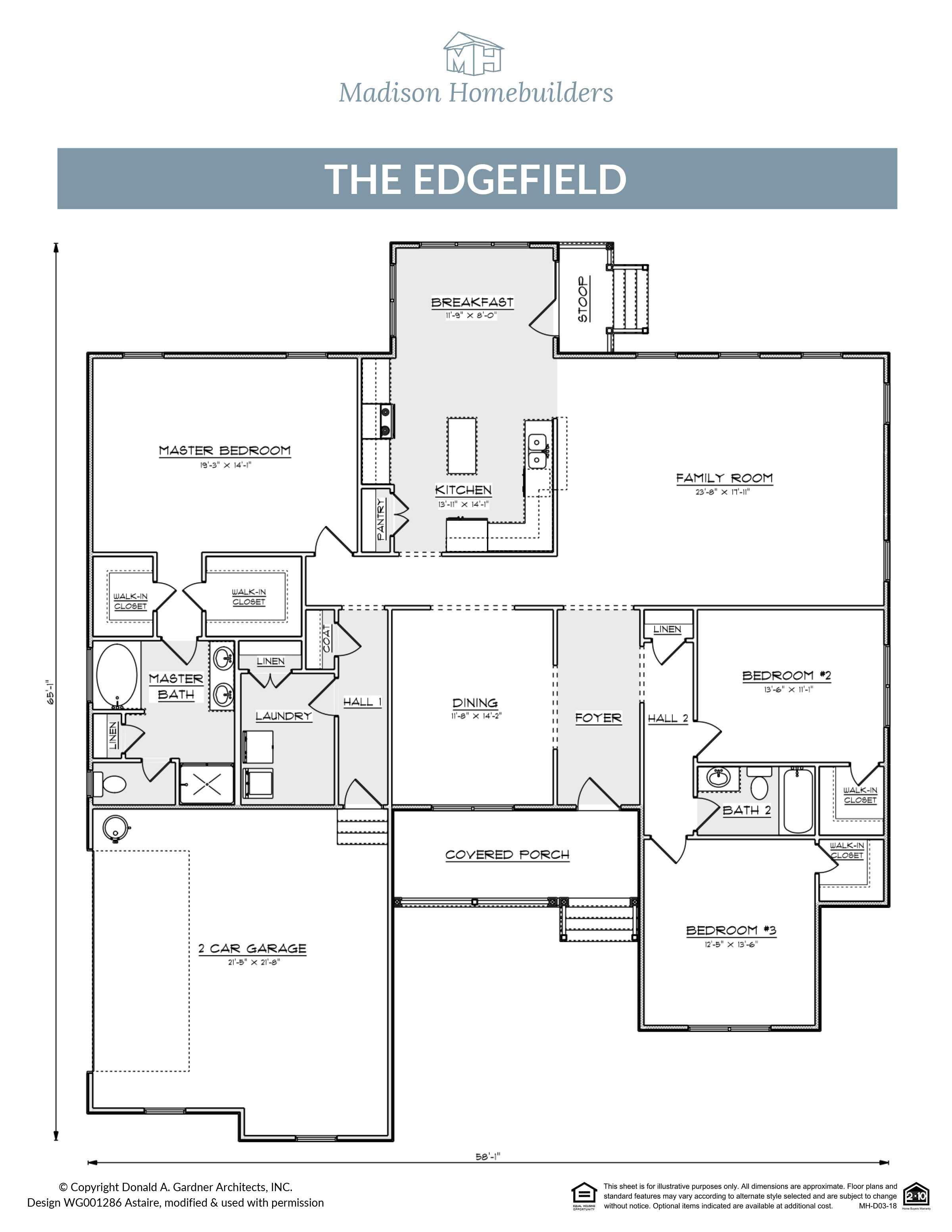 The Edgefield home floor plan from Madison Homebuilders.