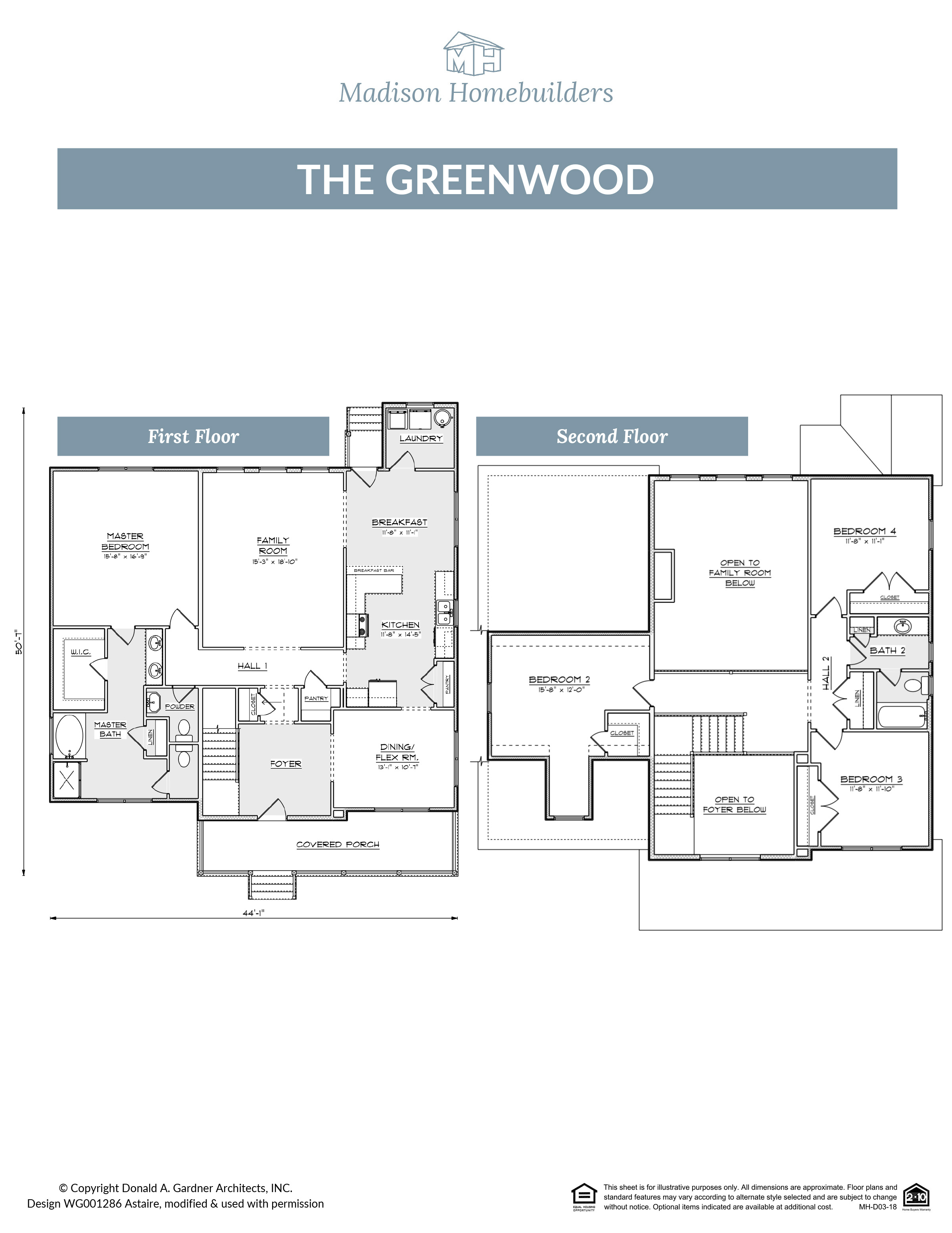 The Greenwood home floor plan from Madison Homebuilders.