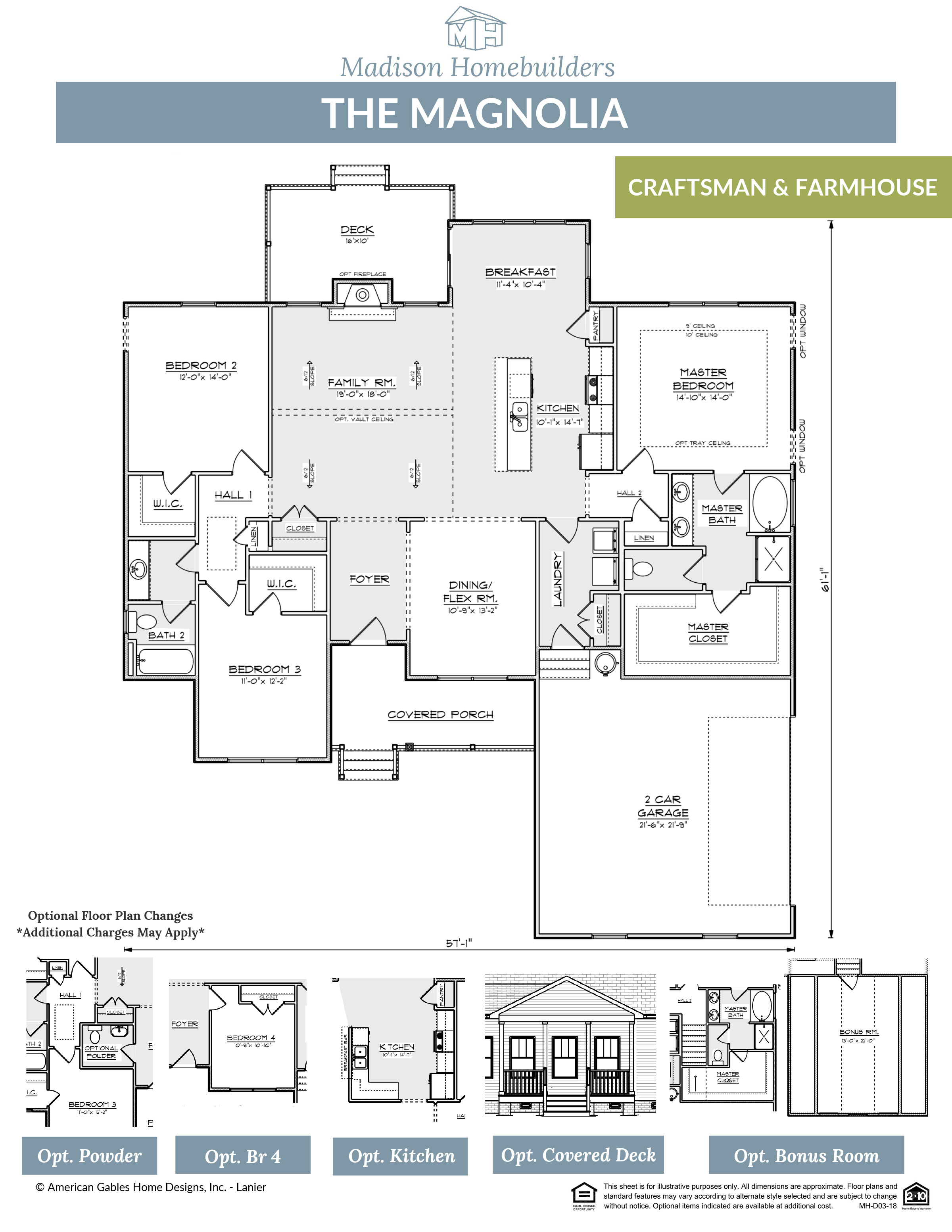 The Magnolia floor plan from Madison Homebuilders in NC and SC.