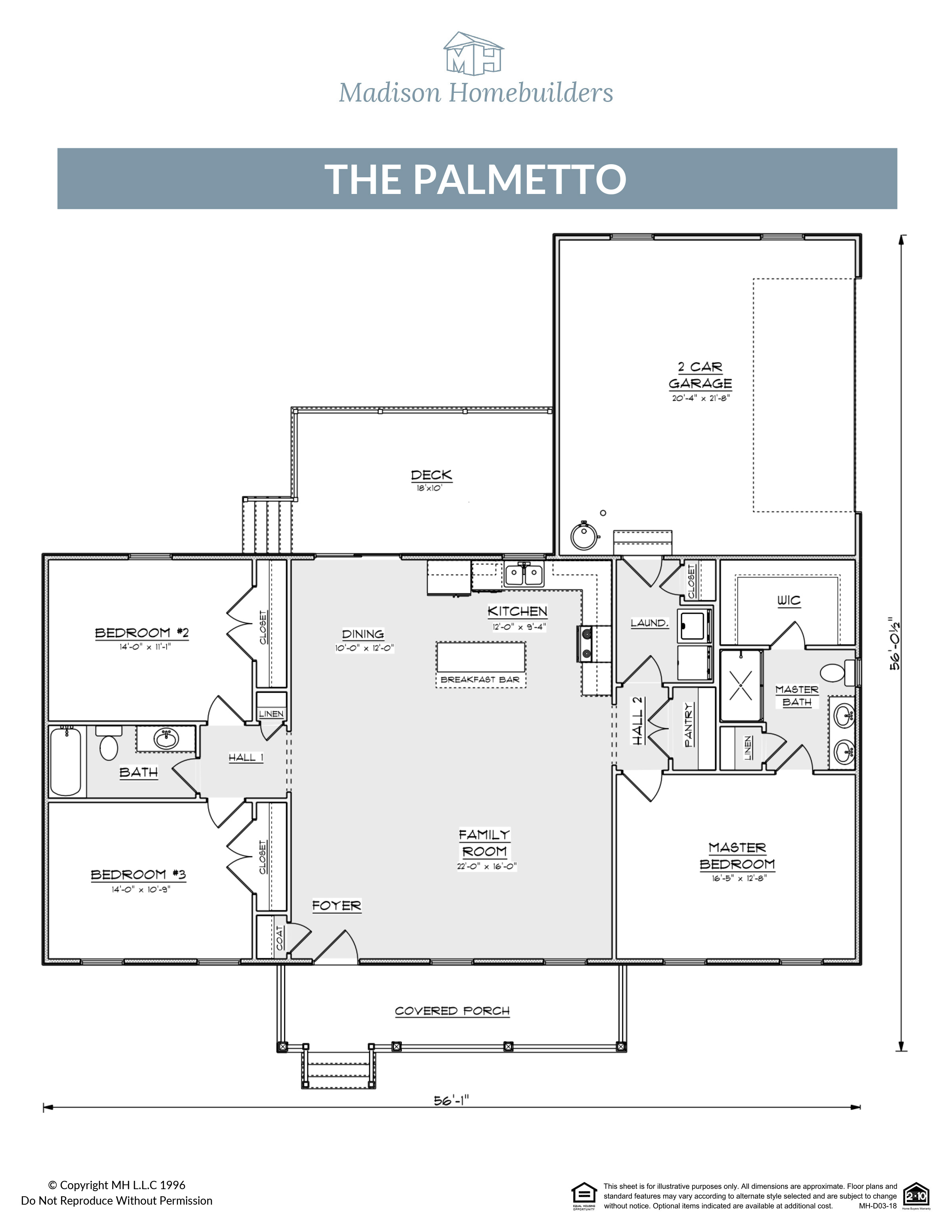 The Palmetto home floor plan from Madison Homebuilders.