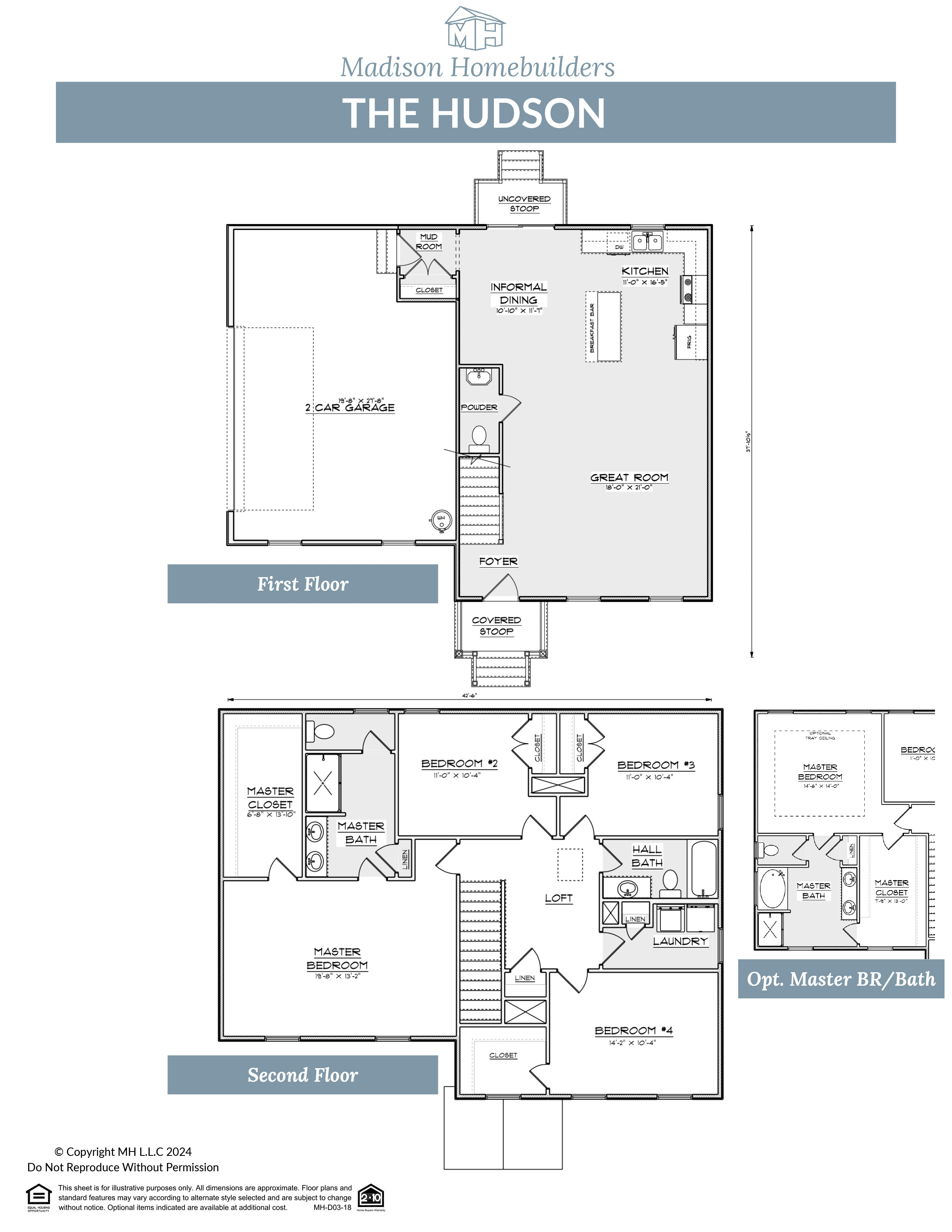 The Parker floor plan from Madison Homebuilders in NC and SC.