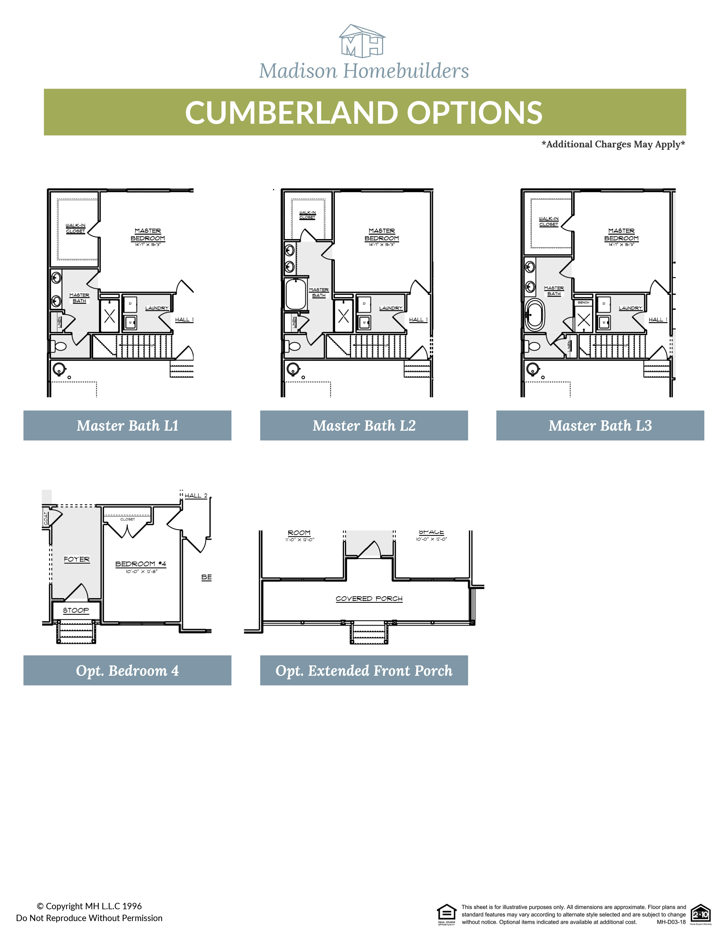 The Cumberland floor plan from Madison Homebuilders is a ranch style home with a bonus room above the side entry garage.