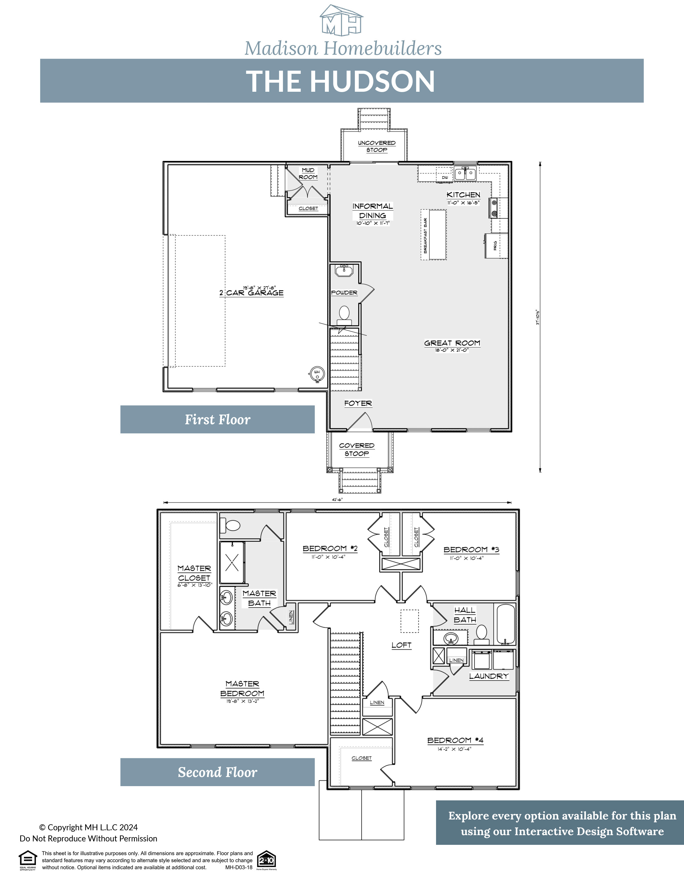 The Parker floor plan from Madison Homebuilders in NC and SC.