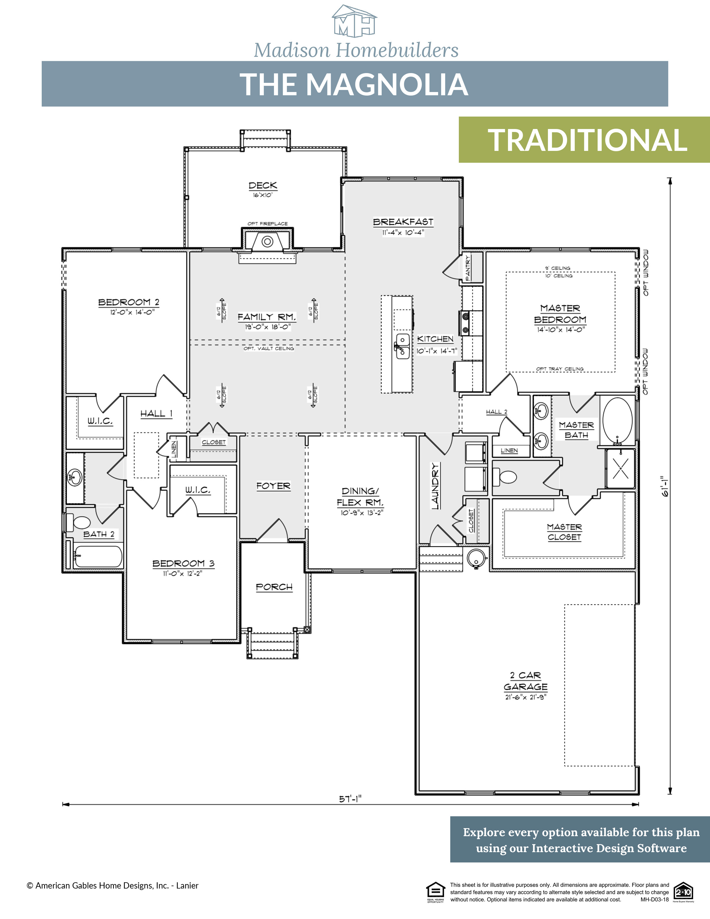 The Magnolia floor plan from Madison Homebuilders in NC and SC.